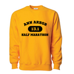 Ann Arbor Marathon 13.1 Crewneck in Gold